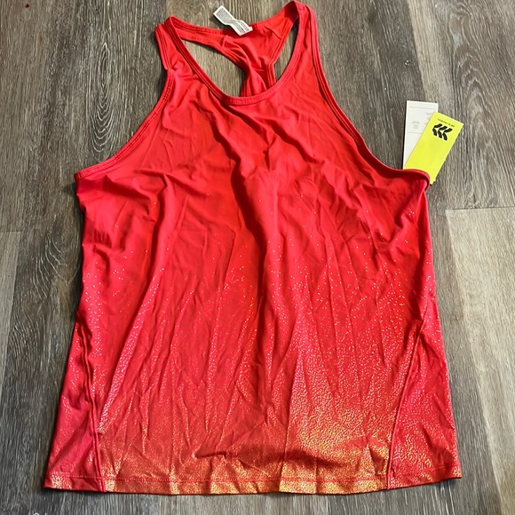 all in motion Tops - NWT All in Motion women’s razorback glitter tank fire red size L